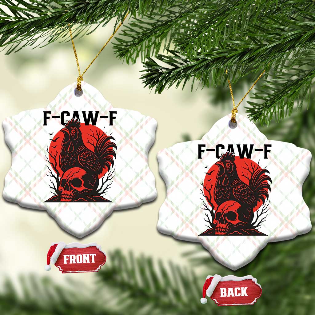 F Caw F Gothic Chicken Horror Ceramic Ornament Creepy Skull Rooster Halloween Dark Humor TS02 Print Your Wear