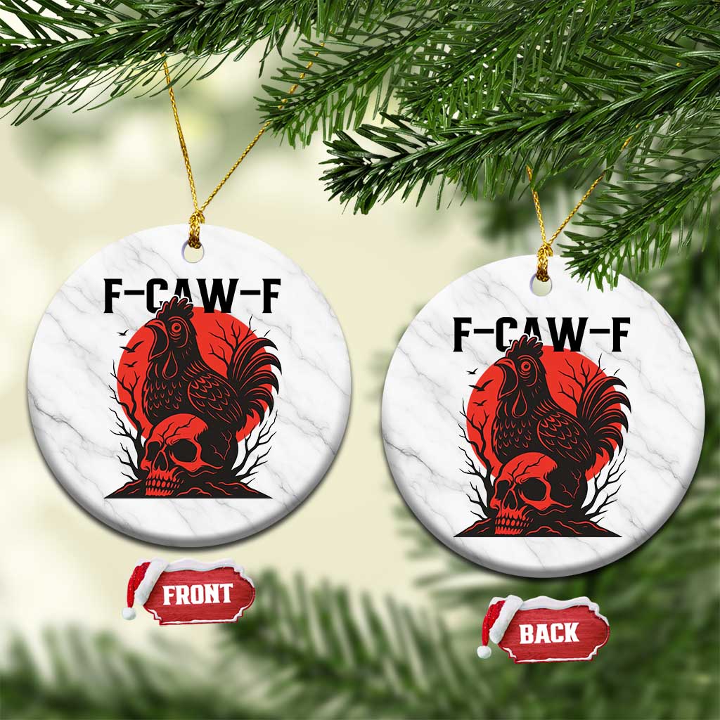 F Caw F Gothic Chicken Horror Ceramic Ornament Creepy Skull Rooster Halloween Dark Humor TS02 1pc White Marble Print Your Wear