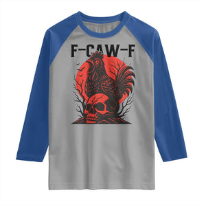 F Caw F Gothic Chicken Horror Raglan Shirt Creepy Skull Rooster Halloween Dark Humor TS02 Sport Gray Royal Print Your Wear