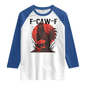 F Caw F Gothic Chicken Horror Raglan Shirt Creepy Skull Rooster Halloween Dark Humor TS02 White Royal Print Your Wear
