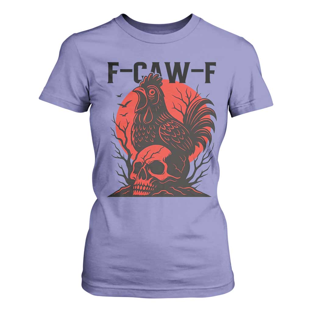 F Caw F Gothic Chicken Horror T Shirt For Women Creepy Skull Rooster Halloween Dark Humor TS02 Violet Print Your Wear