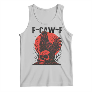 F Caw F Gothic Chicken Horror Tank Top Creepy Skull Rooster Halloween Dark Humor TS02 Ash Print Your Wear