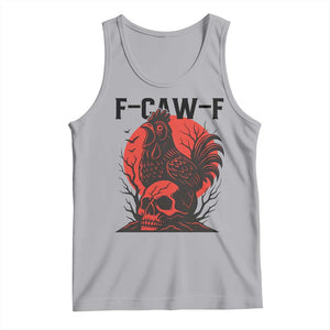 F Caw F Gothic Chicken Horror Tank Top Creepy Skull Rooster Halloween Dark Humor TS02 Athletic Heather Print Your Wear