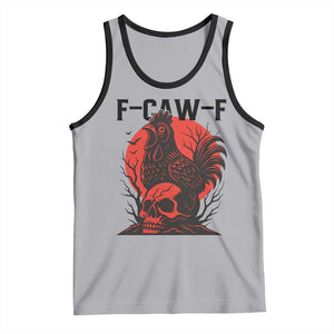 F Caw F Gothic Chicken Horror Tank Top Creepy Skull Rooster Halloween Dark Humor TS02 Athletic Heather Black Print Your Wear