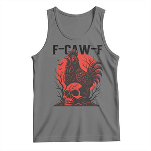 F Caw F Gothic Chicken Horror Tank Top Creepy Skull Rooster Halloween Dark Humor TS02 Black Heather Print Your Wear