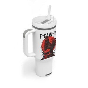 F Caw F Gothic Chicken Horror Tumbler With Handle Creepy Skull Rooster Halloween Dark Humor TS02 Print Your Wear