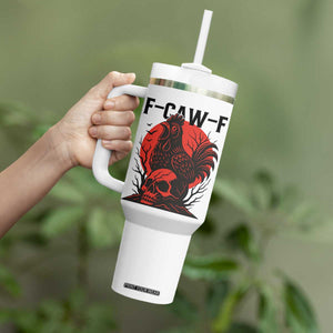 F Caw F Gothic Chicken Horror Tumbler With Handle Creepy Skull Rooster Halloween Dark Humor TS02 Print Your Wear