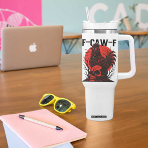 F Caw F Gothic Chicken Horror Tumbler With Handle Creepy Skull Rooster Halloween Dark Humor TS02 Print Your Wear