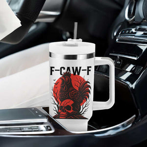 F Caw F Gothic Chicken Horror Tumbler With Handle Creepy Skull Rooster Halloween Dark Humor TS02 Print Your Wear