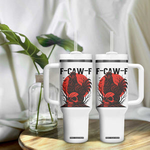 F Caw F Gothic Chicken Horror Tumbler With Handle Creepy Skull Rooster Halloween Dark Humor TS02 Print Your Wear