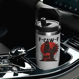 F Caw F Gothic Chicken Horror Flip Straw Tumbler Creepy Skull Rooster Halloween Dark Humor TS02 Print Your Wear