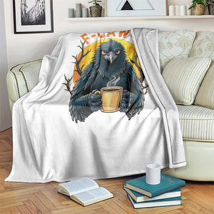 F Caw F Raven Coffee Throw Blanket Funny Halloween Sarcastic Gothic Bird with Attitude TS02 Print Your Wear