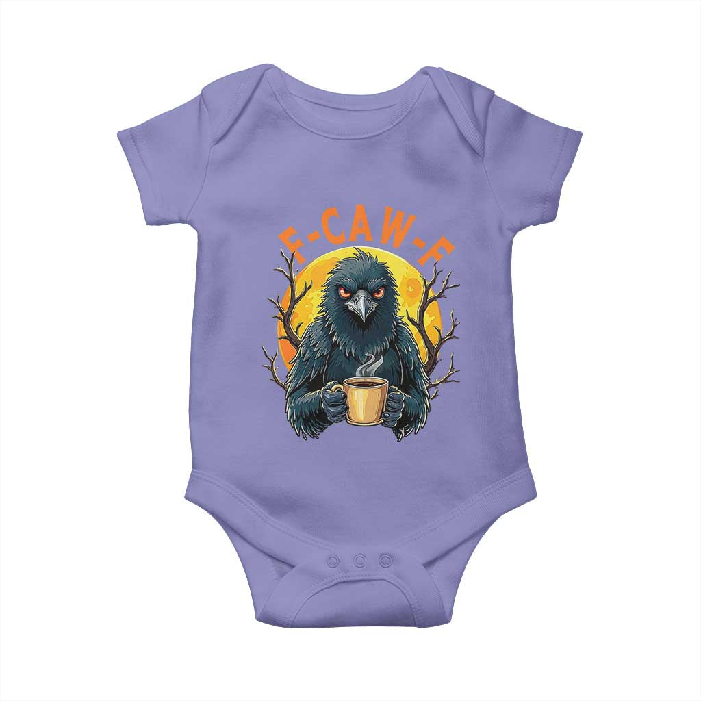 F Caw F Raven Coffee Baby Onesie Funny Halloween Sarcastic Gothic Bird with Attitude TS02 Violet Print Your Wear