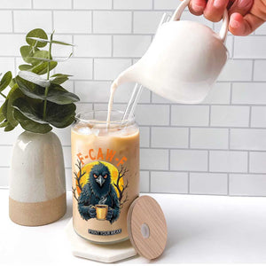 F Caw F Raven Coffee Glass Can Funny Halloween Sarcastic Gothic Bird with Attitude TS02 Print Your Wear