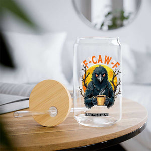 F Caw F Raven Coffee Glass Can Funny Halloween Sarcastic Gothic Bird with Attitude TS02 Print Your Wear