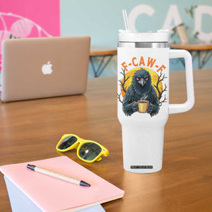 F Caw F Raven Coffee Tumbler With Handle Funny Halloween Sarcastic Gothic Bird with Attitude TS02 Print Your Wear