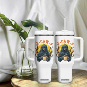 F Caw F Raven Coffee Tumbler With Handle Funny Halloween Sarcastic Gothic Bird with Attitude TS02 Print Your Wear