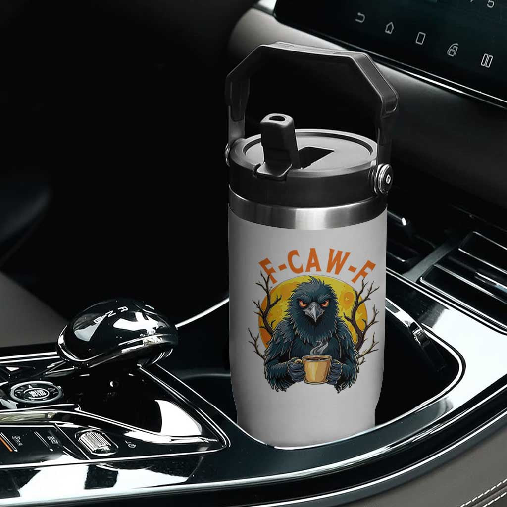 F Caw F Raven Coffee Flip Straw Tumbler Funny Halloween Sarcastic Gothic Bird with Attitude TS02 Print Your Wear