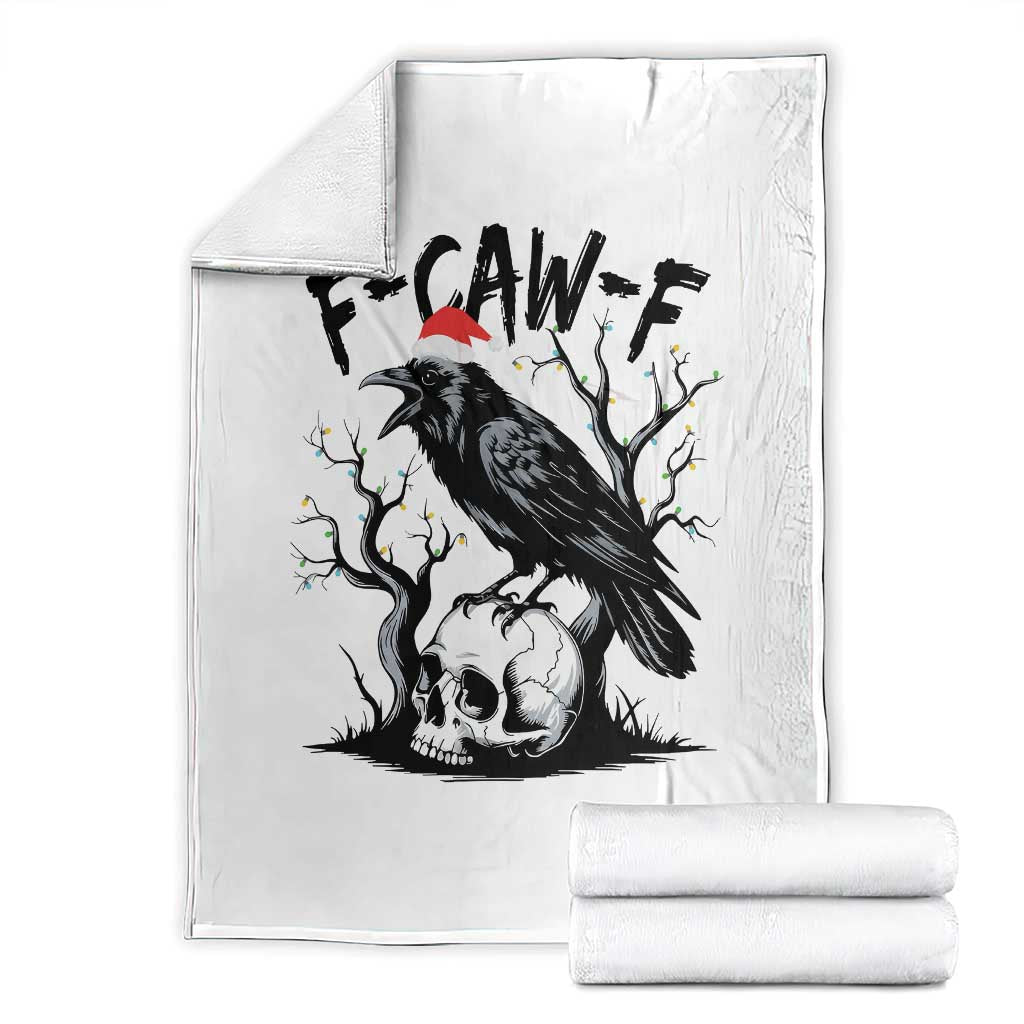F Caw F Gothic Christmas Raven Throw Blanket With Skull Funny Dark Holiday Humor Spooky Season TS02 White Print Your Wear