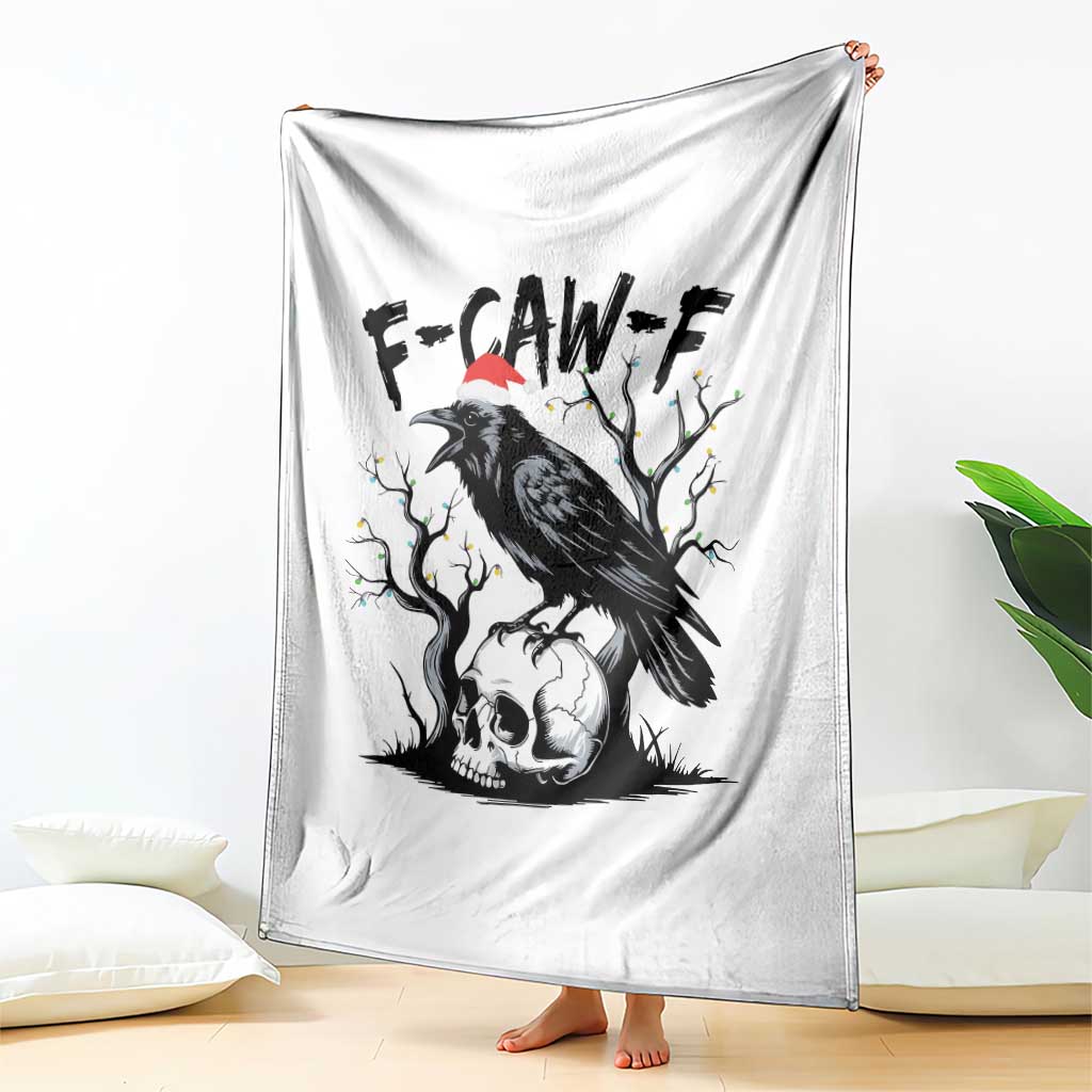 F Caw F Gothic Christmas Raven Throw Blanket With Skull Funny Dark Holiday Humor Spooky Season TS02 Print Your Wear