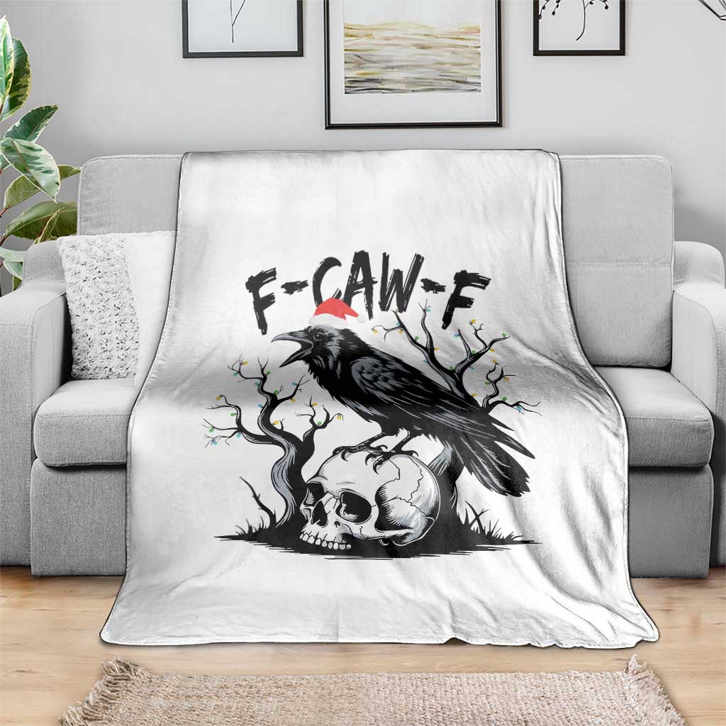 F Caw F Gothic Christmas Raven Throw Blanket With Skull Funny Dark Holiday Humor Spooky Season TS02 Print Your Wear