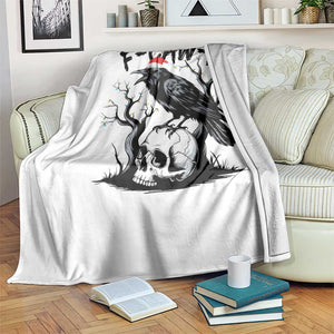 F Caw F Gothic Christmas Raven Throw Blanket With Skull Funny Dark Holiday Humor Spooky Season TS02 Print Your Wear