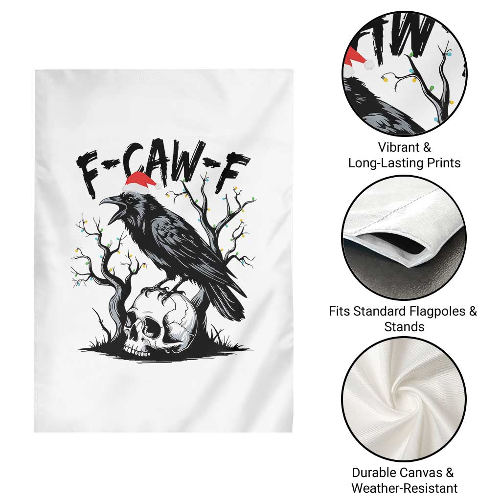 F Caw F Gothic Christmas Raven Garden Flag With Skull Funny Dark Holiday Humor Spooky Season TS02 Print Your Wear