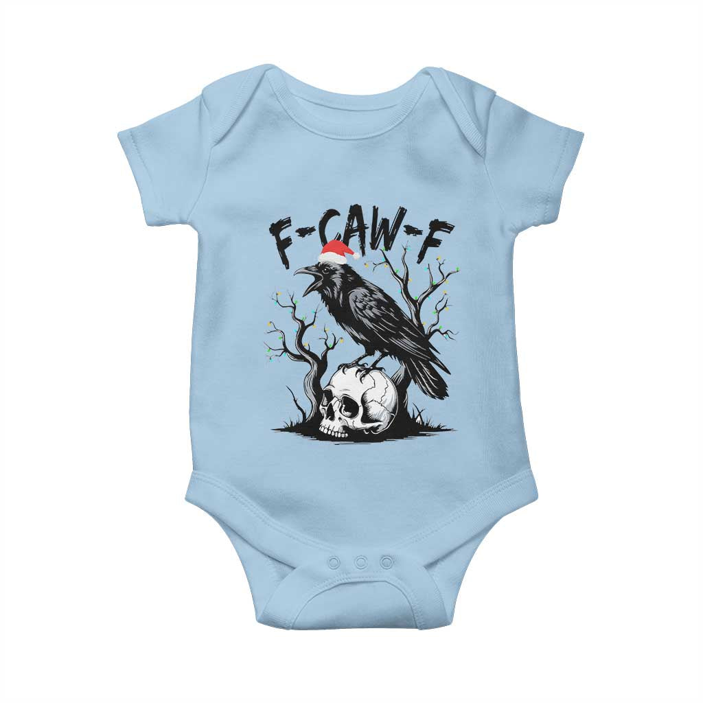 F Caw F Gothic Christmas Raven Baby Onesie With Skull Funny Dark Holiday Humor Spooky Season TS02 Light Blue Print Your Wear