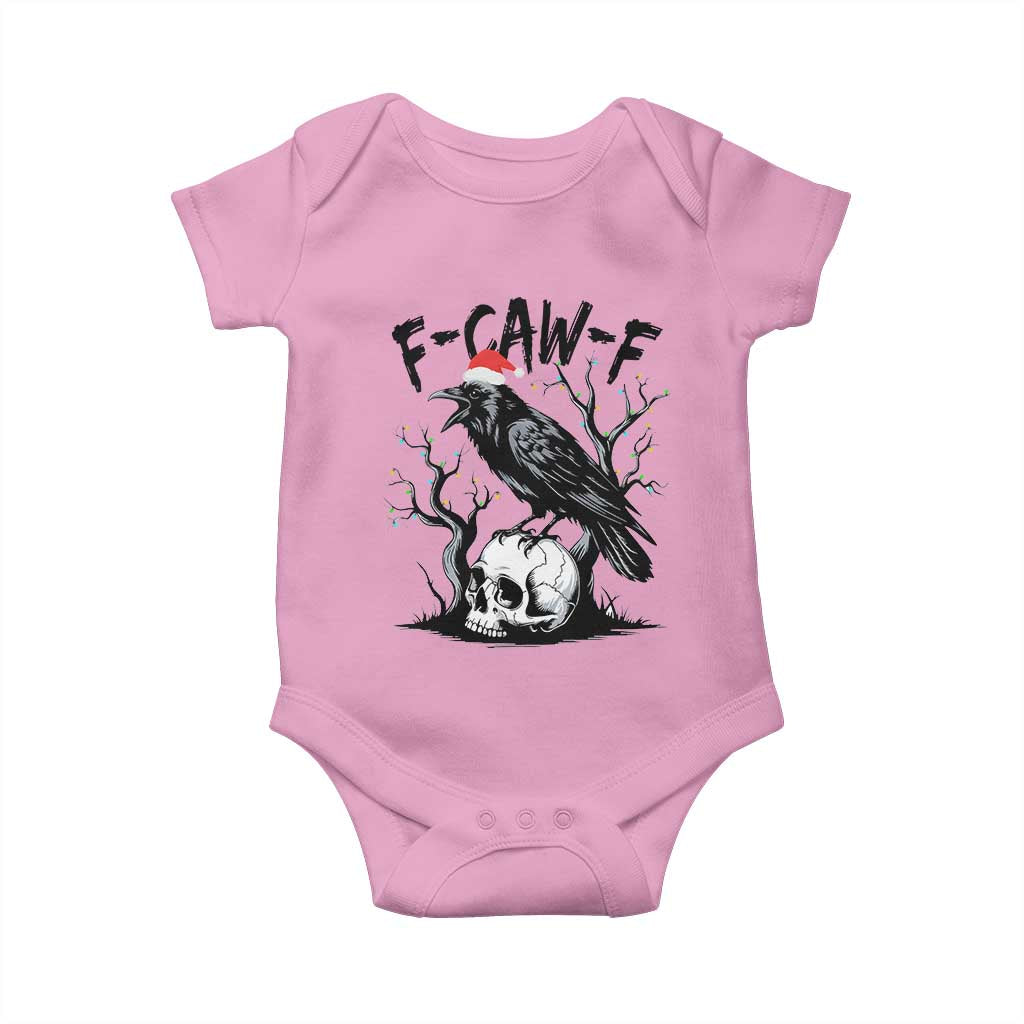F Caw F Gothic Christmas Raven Baby Onesie With Skull Funny Dark Holiday Humor Spooky Season TS02 Light Pink Print Your Wear
