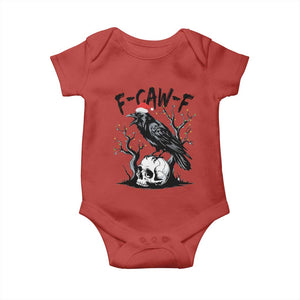F Caw F Gothic Christmas Raven Baby Onesie With Skull Funny Dark Holiday Humor Spooky Season TS02 Red Print Your Wear