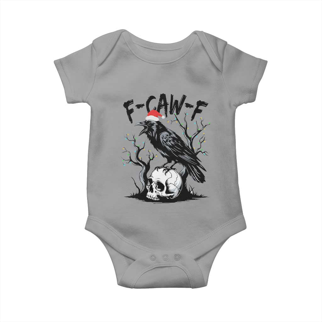 F Caw F Gothic Christmas Raven Baby Onesie With Skull Funny Dark Holiday Humor Spooky Season TS02 Sport Gray Print Your Wear