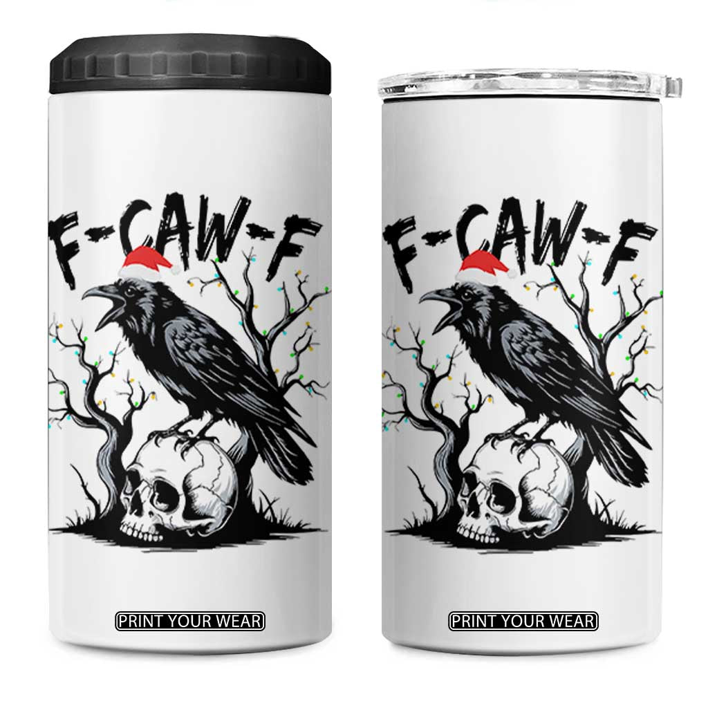 F Caw F Gothic Christmas Raven 4 in 1 Can Cooler Tumbler With Skull Funny Dark Holiday Humor Spooky Season TS02 One Size: 16 oz White Print Your Wear