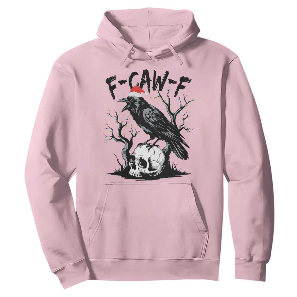 F Caw F Gothic Christmas Raven Hoodie With Skull Funny Dark Holiday Humor Spooky Season TS02 Light Pink Print Your Wear