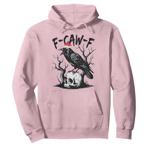 F Caw F Gothic Christmas Raven Hoodie With Skull Funny Dark Holiday Humor Spooky Season TS02 Light Pink Print Your Wear