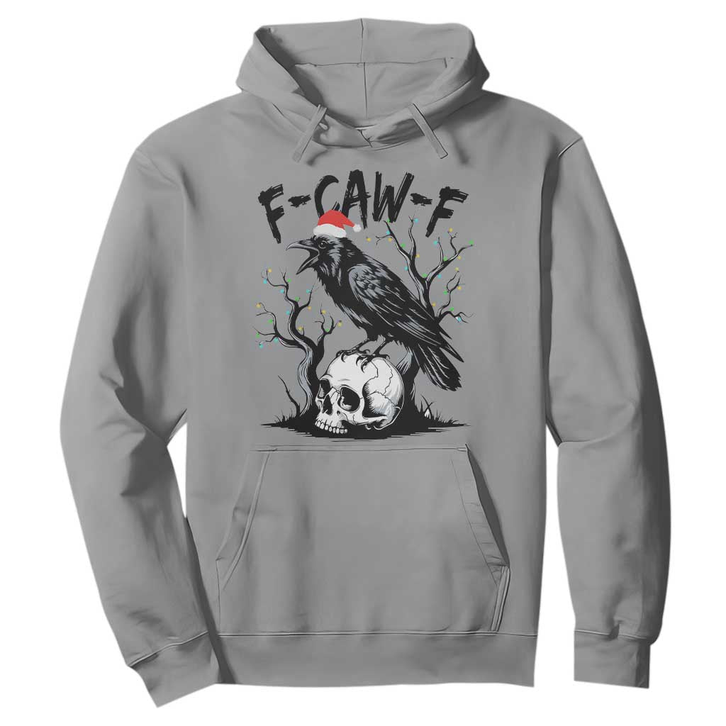 F Caw F Gothic Christmas Raven Hoodie With Skull Funny Dark Holiday Humor Spooky Season TS02 Sport Gray Print Your Wear