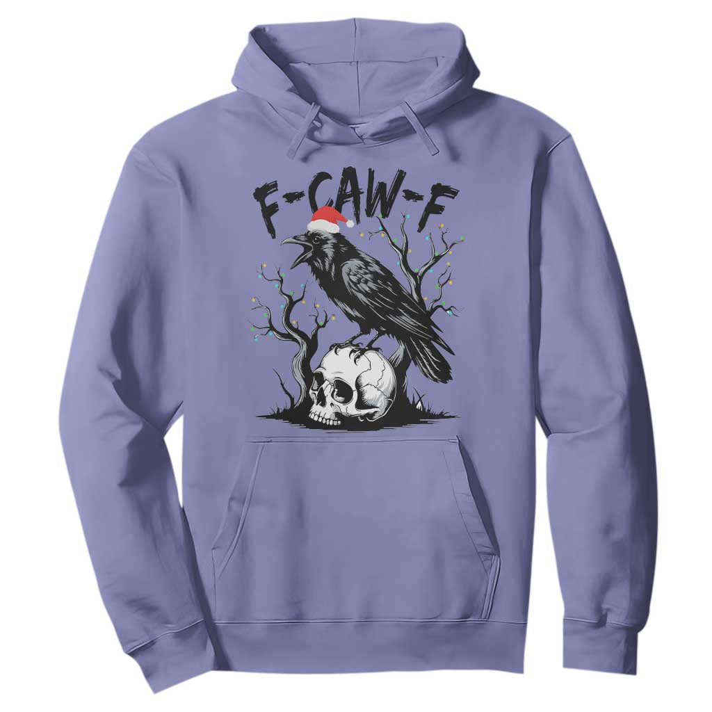 F Caw F Gothic Christmas Raven Hoodie With Skull Funny Dark Holiday Humor Spooky Season TS02 Violet Print Your Wear