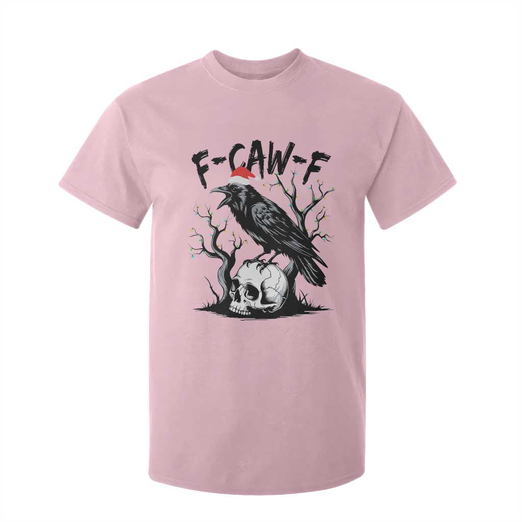 F Caw F Gothic Christmas Raven T Shirt For Kid With Skull Funny Dark Holiday Humor Spooky Season TS02 Light Pink Print Your Wear