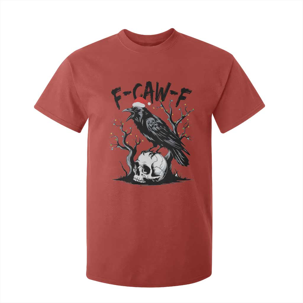 F Caw F Gothic Christmas Raven T Shirt For Kid With Skull Funny Dark Holiday Humor Spooky Season TS02 Red Print Your Wear