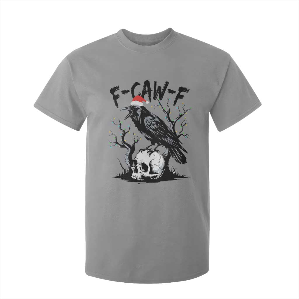 F Caw F Gothic Christmas Raven T Shirt For Kid With Skull Funny Dark Holiday Humor Spooky Season TS02 Sport Gray Print Your Wear