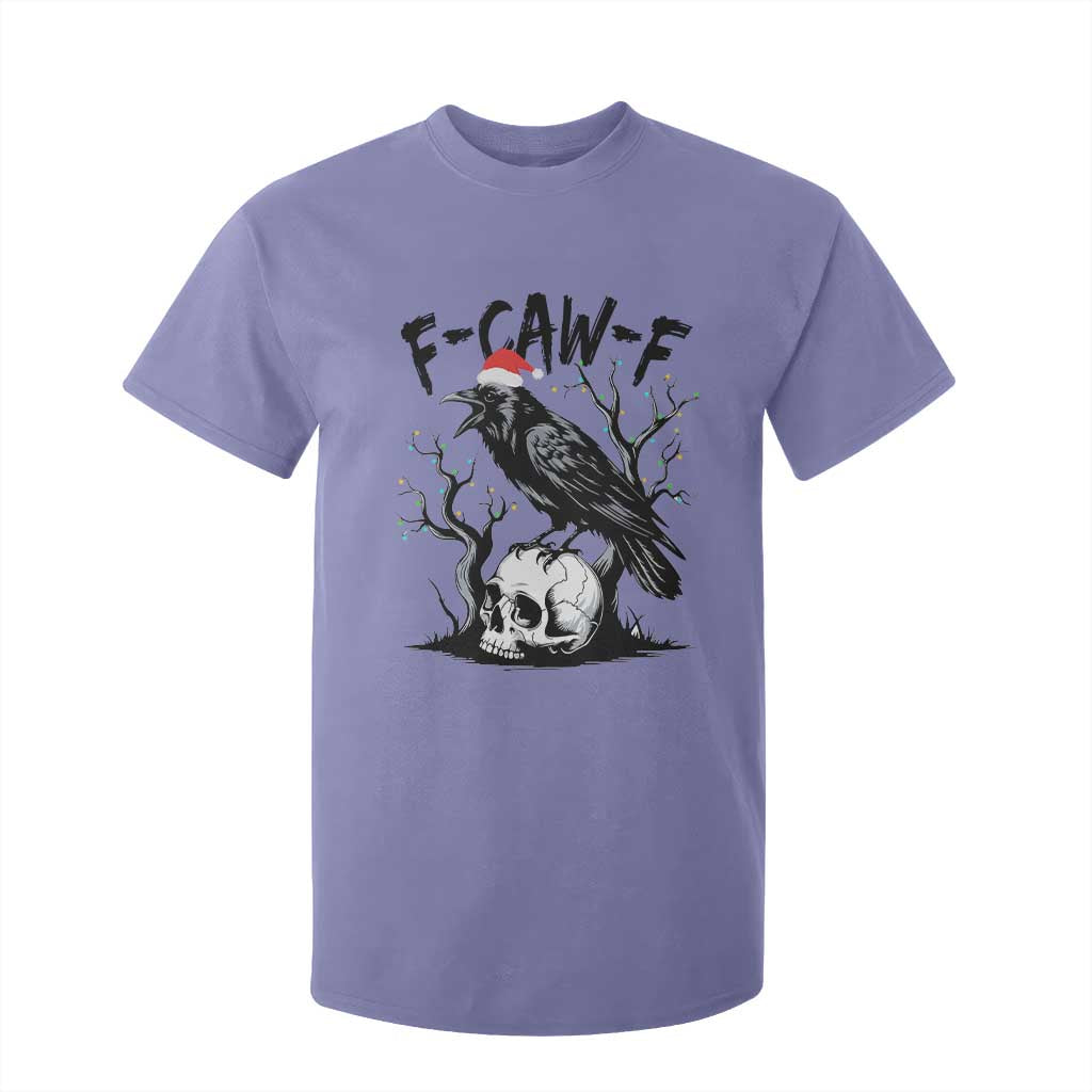 F Caw F Gothic Christmas Raven T Shirt For Kid With Skull Funny Dark Holiday Humor Spooky Season TS02 Violet Print Your Wear