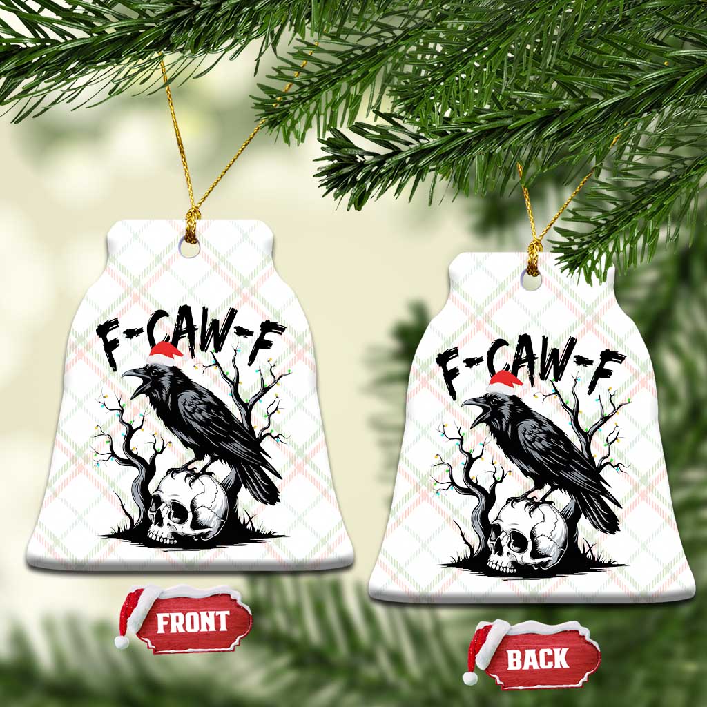 F Caw F Gothic Xmas Raven Ceramic Ornament With Skull Funny Dark Holiday Humor Spooky Season TS02 Print Your Wear