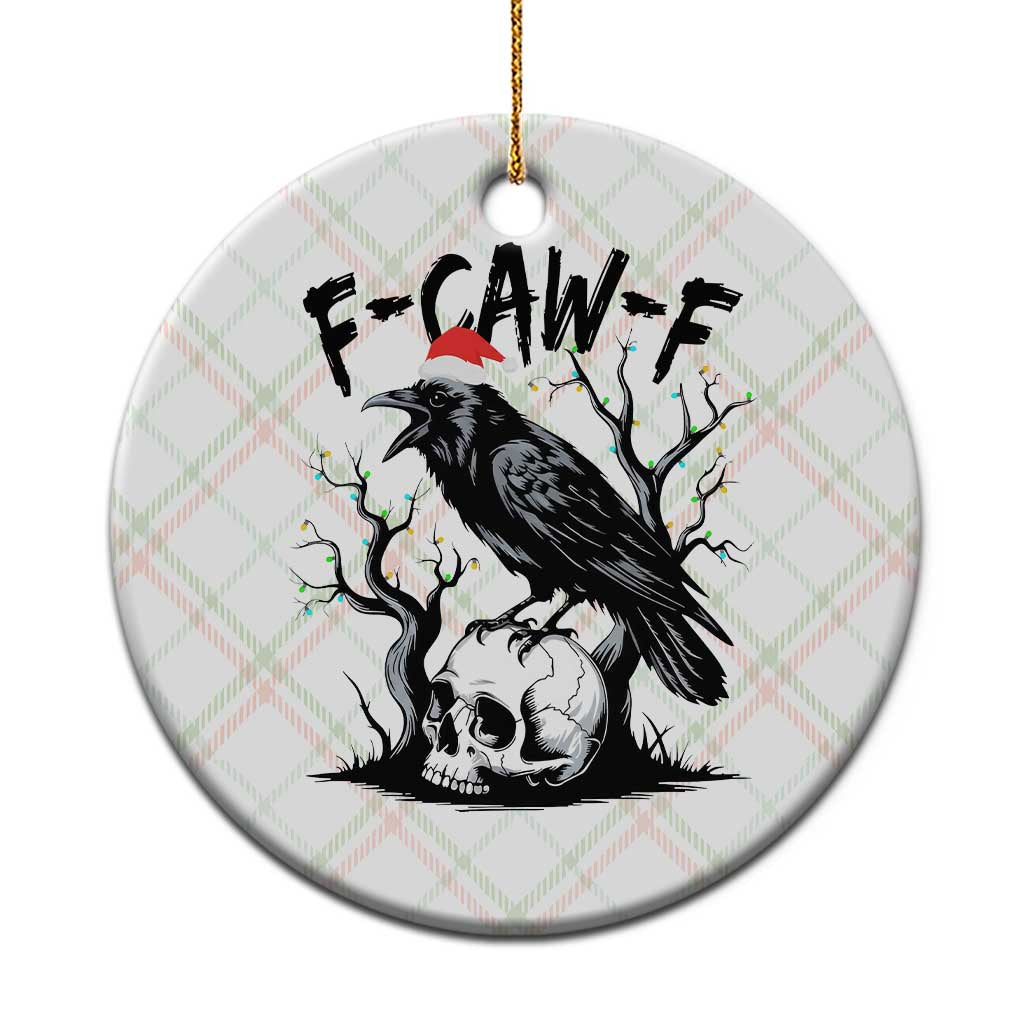 F Caw F Gothic Xmas Raven Ceramic Ornament With Skull Funny Dark Holiday Humor Spooky Season TS02 1pc Christmas Plaid Print Your Wear