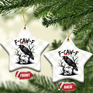 F Caw F Gothic Xmas Raven Ceramic Ornament With Skull Funny Dark Holiday Humor Spooky Season TS02 Print Your Wear