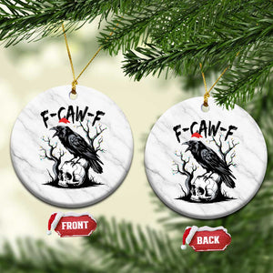 F Caw F Gothic Xmas Raven Ceramic Ornament With Skull Funny Dark Holiday Humor Spooky Season TS02 1pc White Marble Print Your Wear