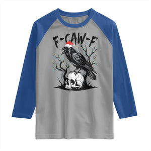 F Caw F Gothic Christmas Raven Raglan Shirt With Skull Funny Dark Holiday Humor Spooky Season TS02 Sport Gray Royal Print Your Wear
