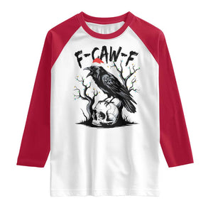 F Caw F Gothic Christmas Raven Raglan Shirt With Skull Funny Dark Holiday Humor Spooky Season TS02 White Red Print Your Wear