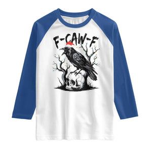 F Caw F Gothic Christmas Raven Raglan Shirt With Skull Funny Dark Holiday Humor Spooky Season TS02 White Royal Print Your Wear