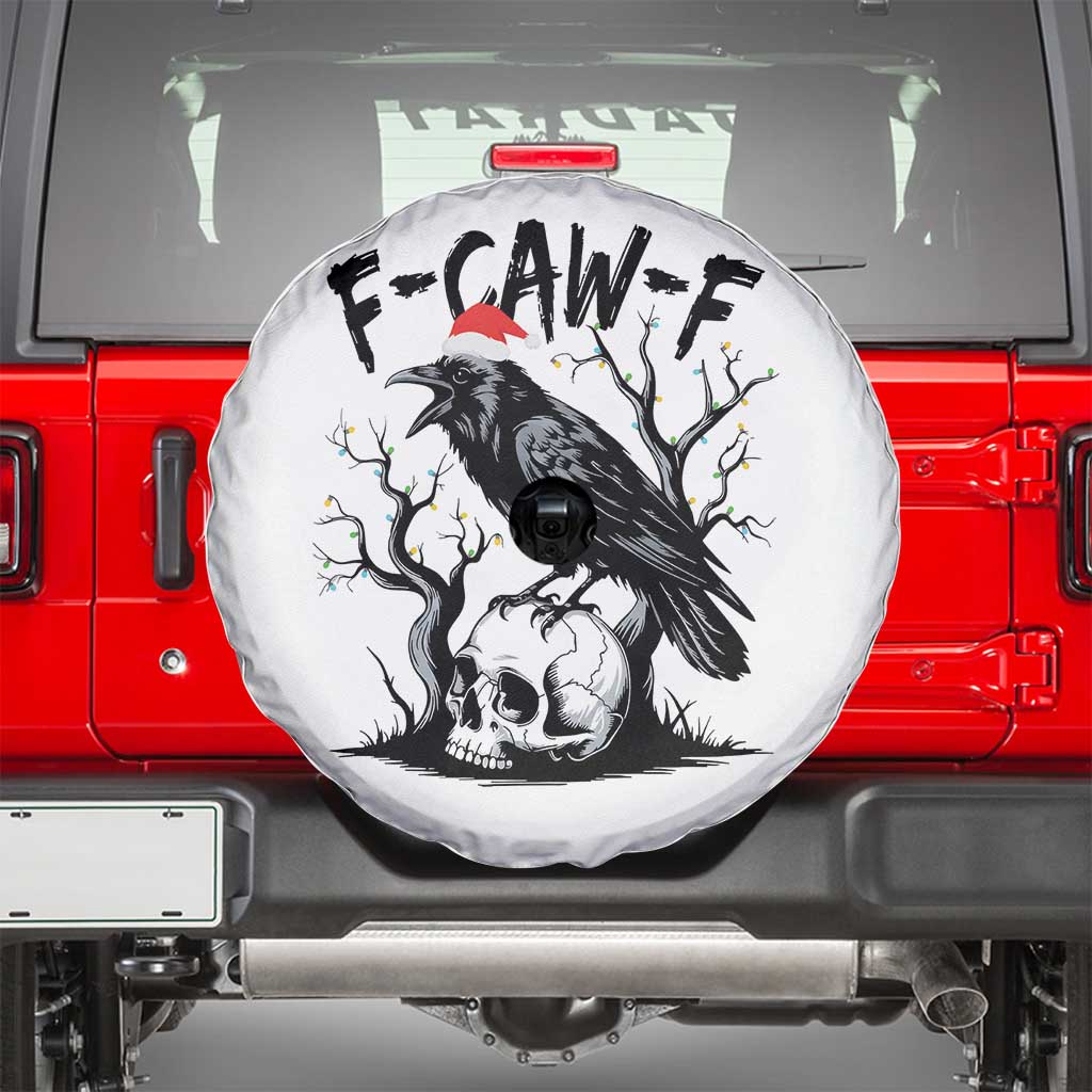 F Caw F Gothic Christmas Raven Spare Tire Cover With Skull Funny Dark Holiday Humor Spooky Season TS02 White Print Your Wear