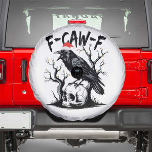 F Caw F Gothic Christmas Raven Spare Tire Cover With Skull Funny Dark Holiday Humor Spooky Season TS02 White Print Your Wear