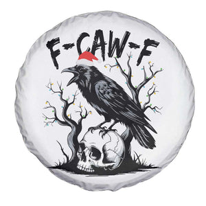 F Caw F Gothic Christmas Raven Spare Tire Cover With Skull Funny Dark Holiday Humor Spooky Season TS02 Print Your Wear